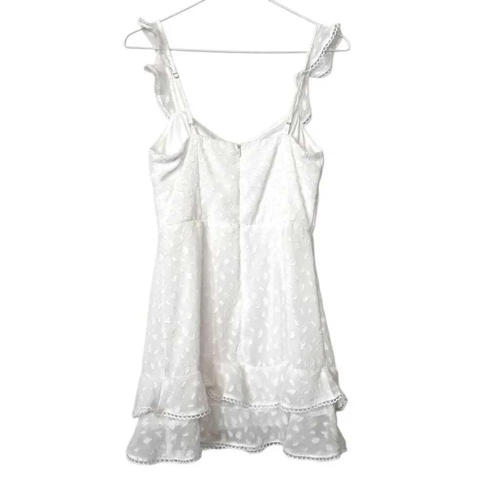 Lucy in the Sky Ruched Sleeveless Layered Mini Sweetheart Dress White Small
